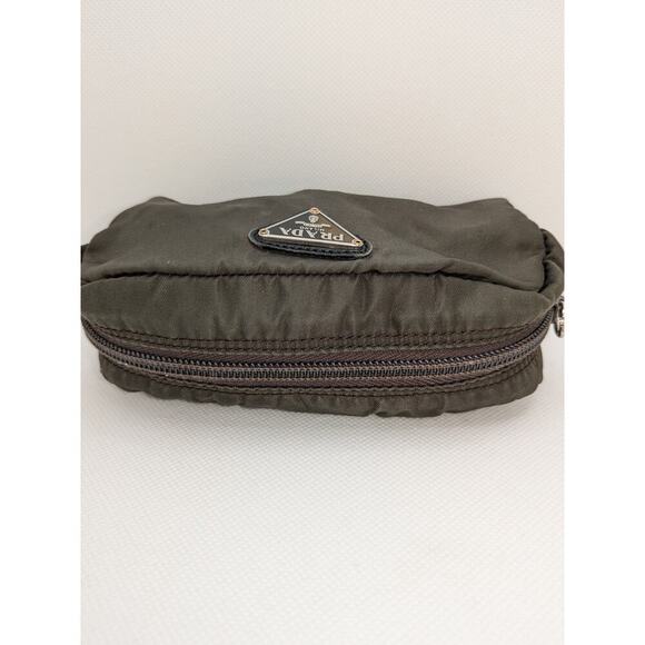 PRADA Pouch Tessuto Green Nylon Khaki Authentic Zip Bag - Picture 9 of 10